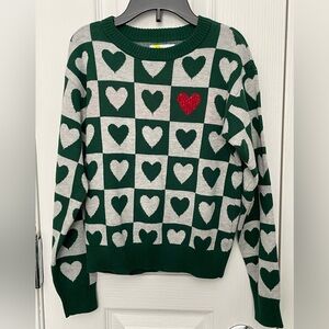 Epic Threads Green and Gray Heart Sweater
